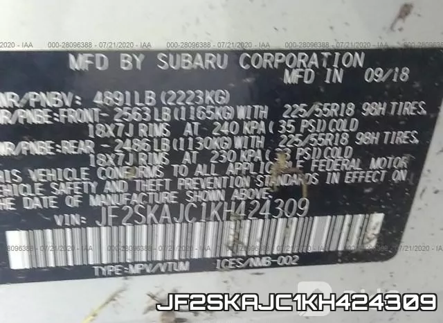 JF2SKAJC1KH424309 фото 10