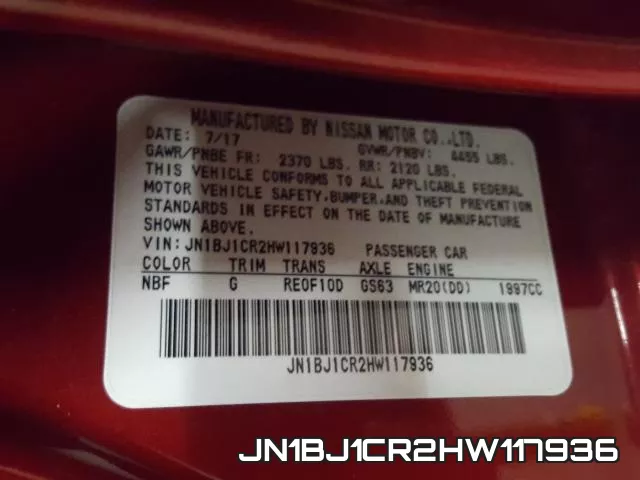 JN1BJ1CR2HW117936 фото 2