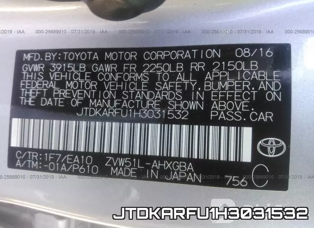 JTDKARFU1H3031532 фото 10