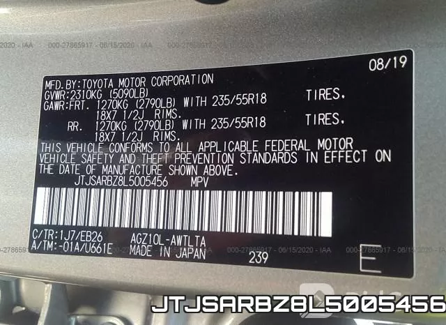 JTJSARBZ8L5005456 фото 10