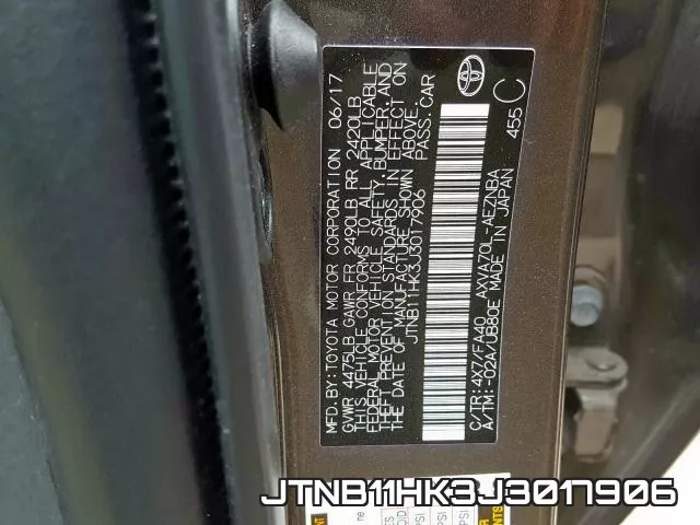 JTNB11HK3J3017906 фото 2