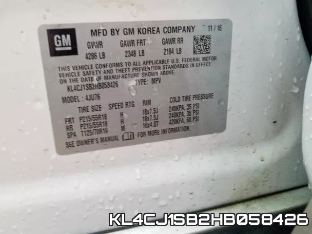 KL4CJ1SB2HB058426 фото 2