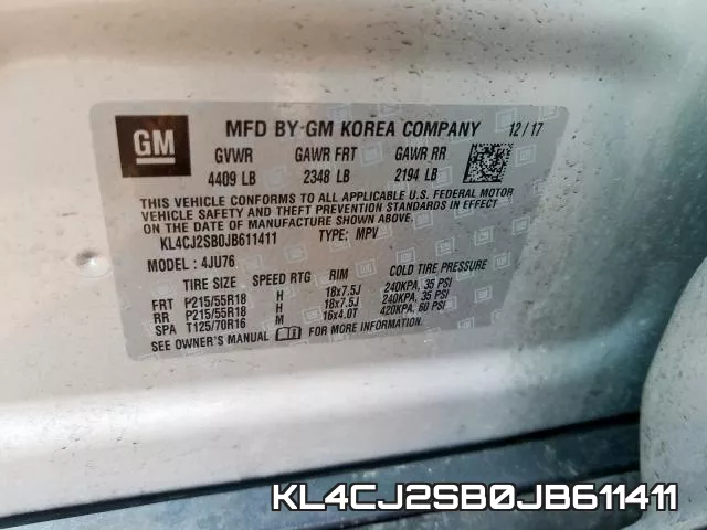 KL4CJ2SB0JB611411 фото 2