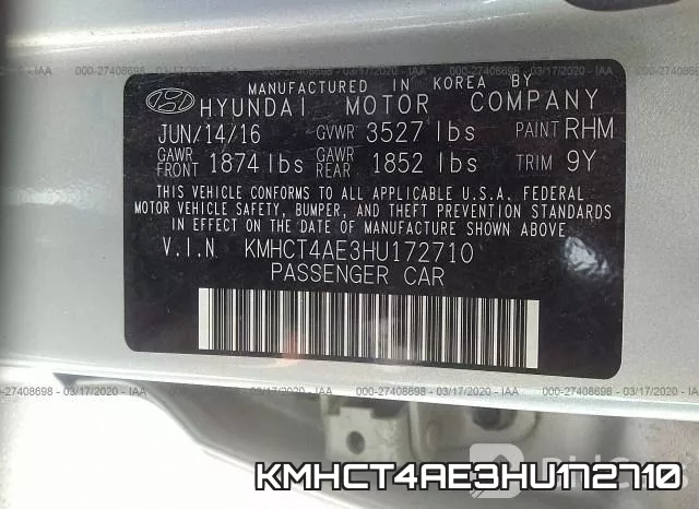 KMHCT4AE3HU172710 фото 10