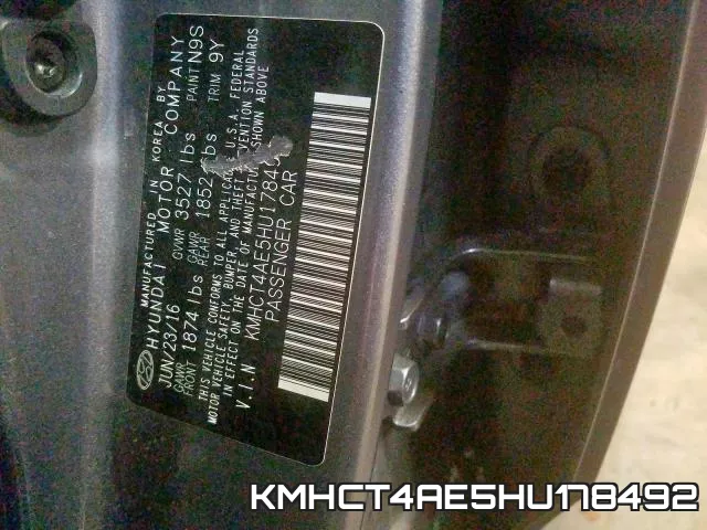 KMHCT4AE5HU178492 фото 2