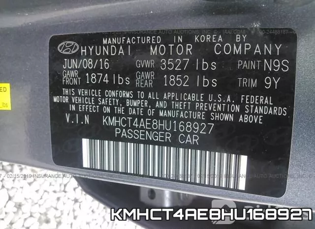 KMHCT4AE8HU168927 фото 10