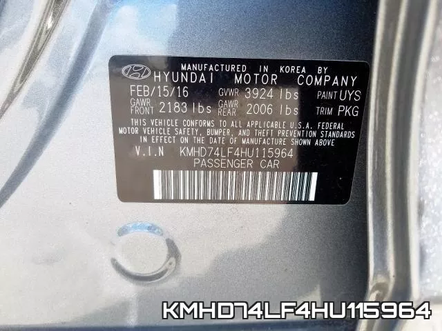 KMHD74LF4HU115964 фото 2