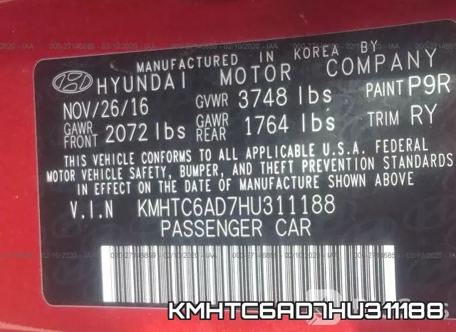 KMHTC6AD7HU311188 фото 10