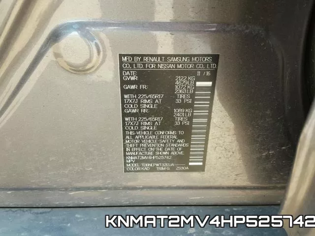 KNMAT2MV4HP525742 фото 2