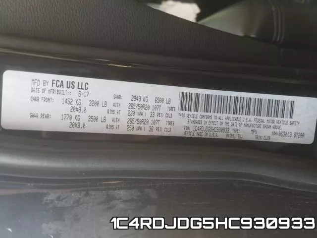 1C4RDJDG5HC930933 фото 2