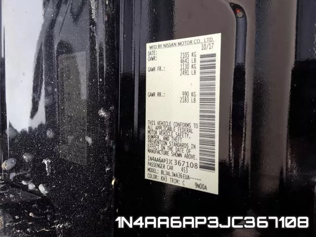 1N4AA6AP3JC367108 фото 2