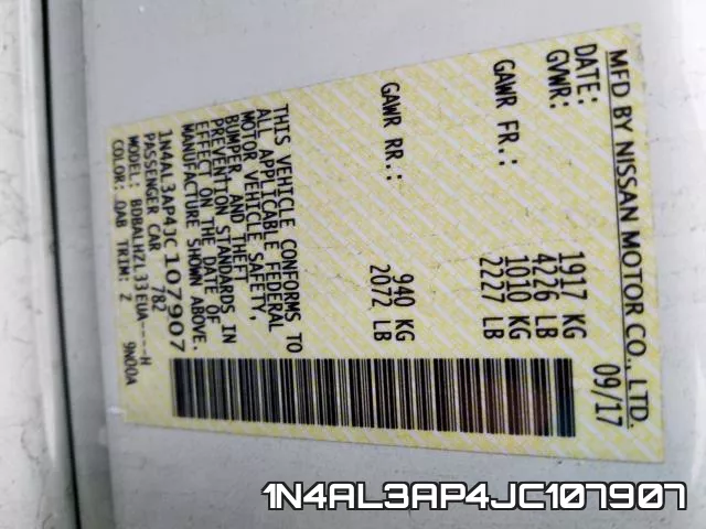 1N4AL3AP4JC107907 фото 2