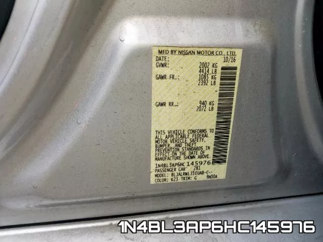 1N4BL3AP6HC145976 фото 2