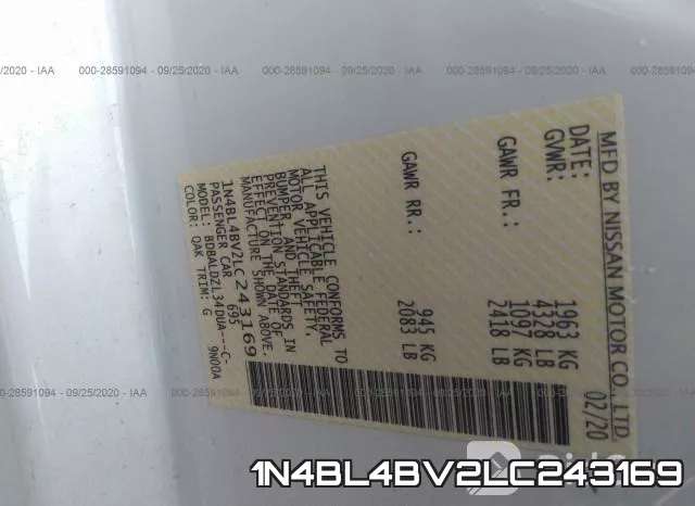 1N4BL4BV2LC243169 фото 10