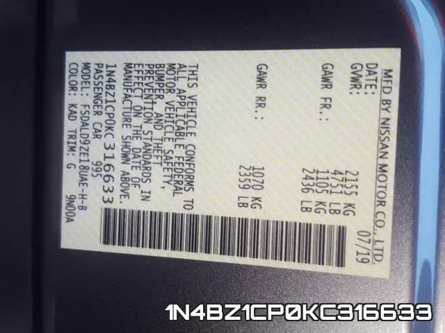 1N4BZ1CP0KC316633 фото 2