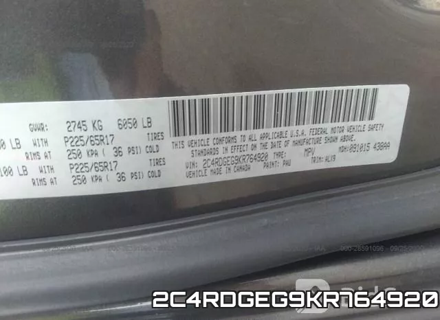 2C4RDGEG9KR764920 фото 10
