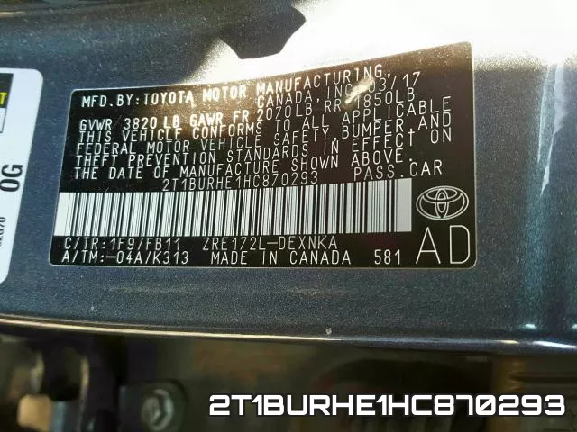 2T1BURHE1HC870293 фото 2