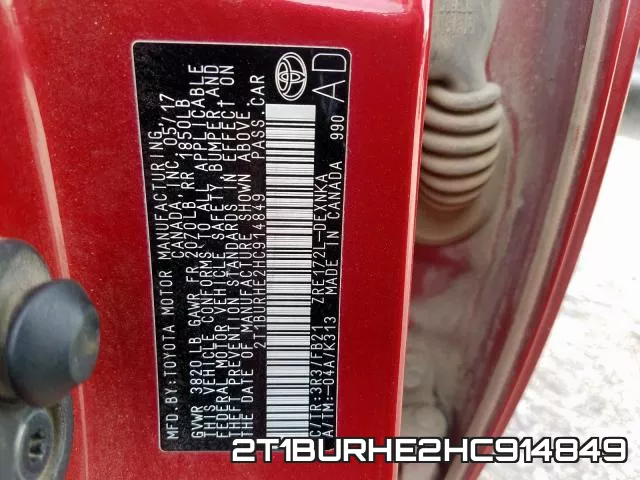 2T1BURHE2HC914849 фото 2