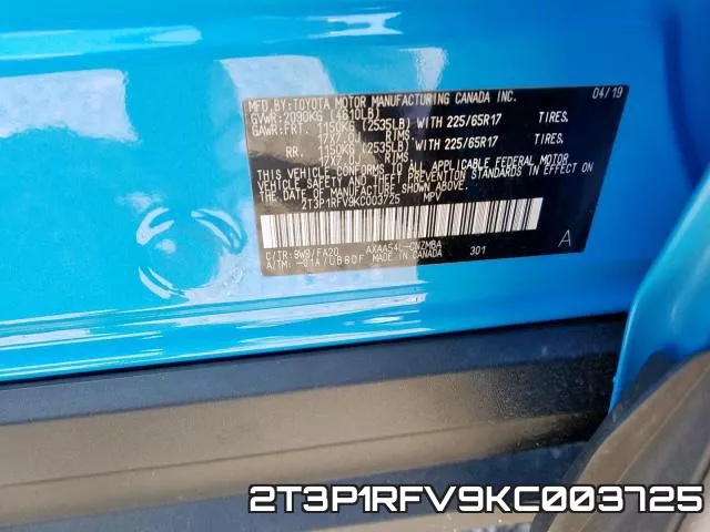 2T3P1RFV9KC003725 фото 2