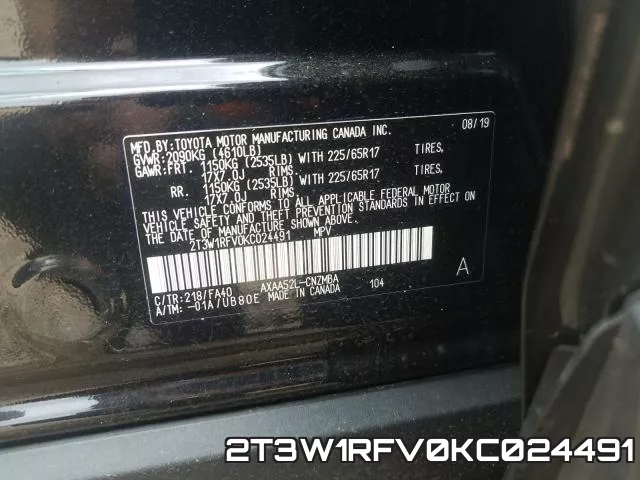 2T3W1RFV0KC024491 фото 2