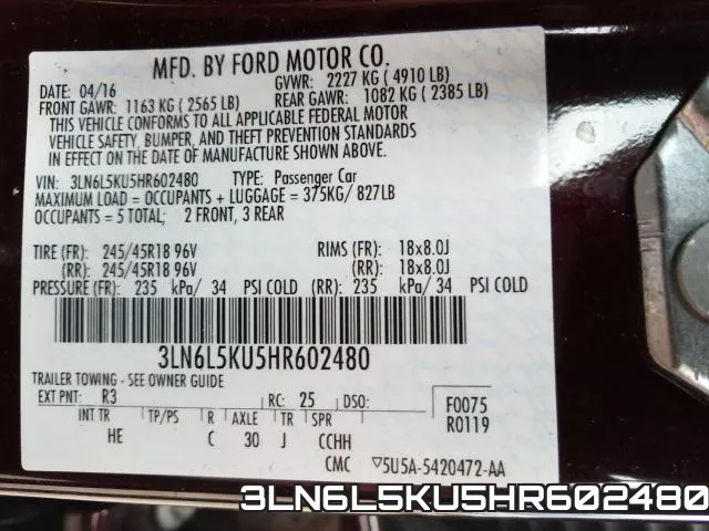 3LN6L5KU5HR602480 фото 2
