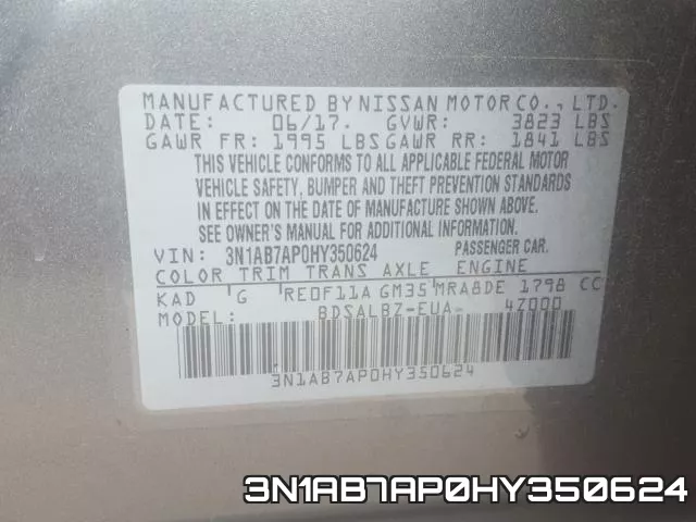 3N1AB7AP0HY350624 фото 2