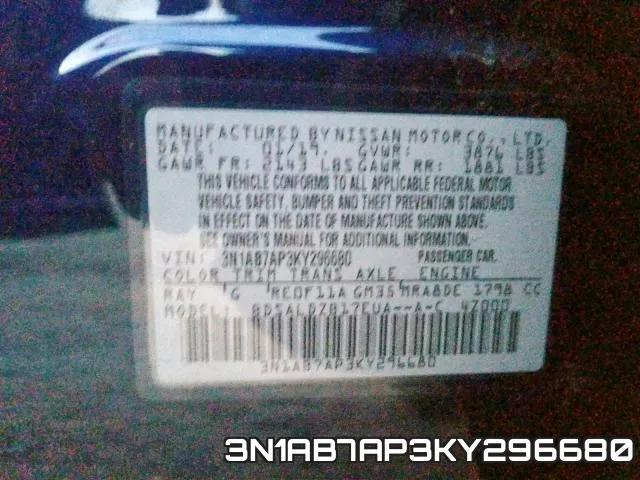 3N1AB7AP3KY296680 фото 2