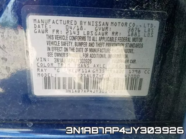 3N1AB7AP4JY303926 фото 2