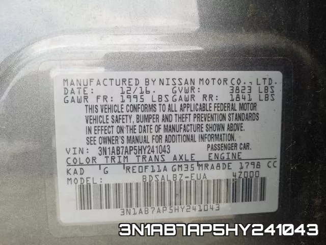 3N1AB7AP5HY241043 фото 2