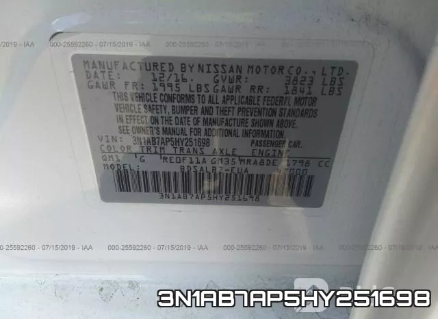 3N1AB7AP5HY251698 фото 10