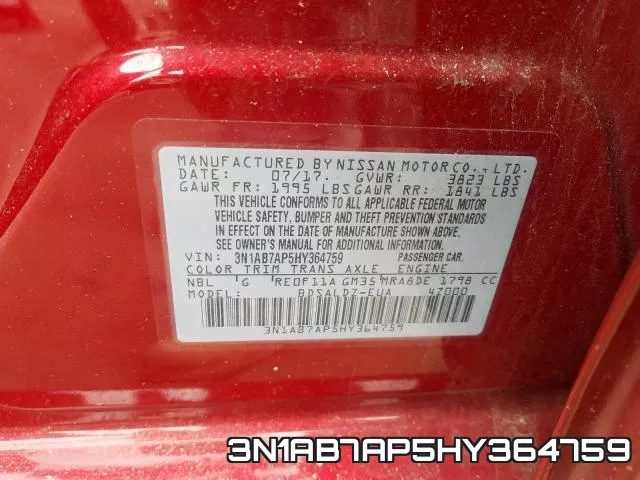 3N1AB7AP5HY364759 фото 2