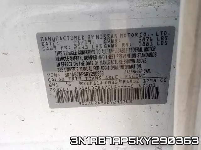 3N1AB7AP5KY290363 фото 2
