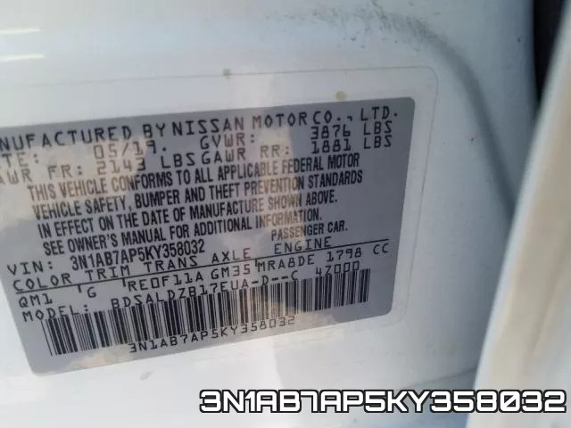 3N1AB7AP5KY358032 фото 2