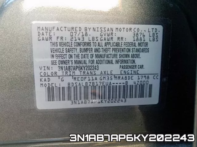 3N1AB7AP6KY202243 фото 2
