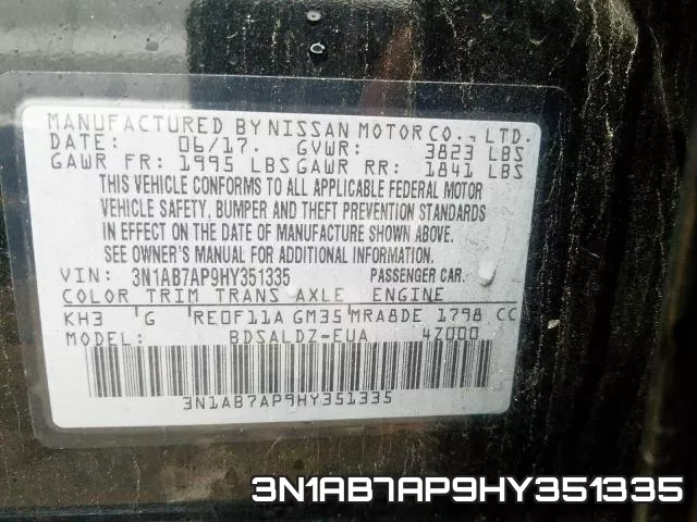 3N1AB7AP9HY351335 фото 2