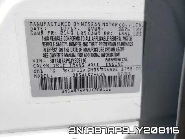 3N1AB7AP9JY208116 фото 2