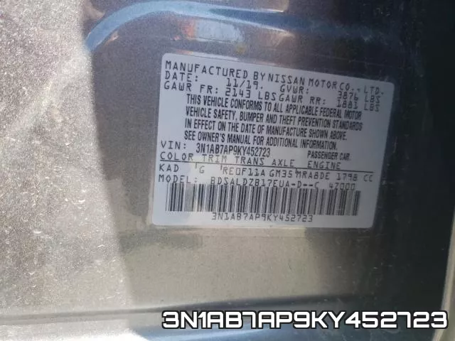 3N1AB7AP9KY452723 фото 2