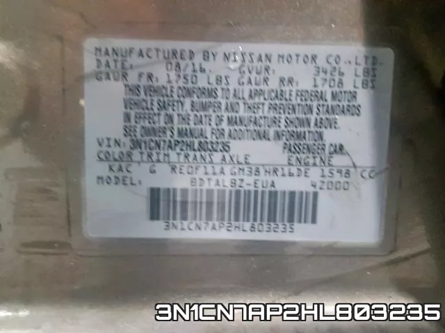 3N1CN7AP2HL803235 фото 2