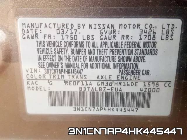 3N1CN7AP4HK445447 фото 2