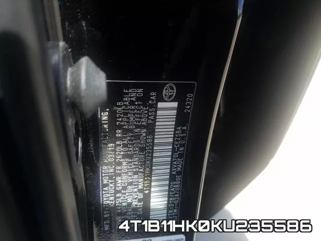 4T1B11HK0KU235586 фото 2