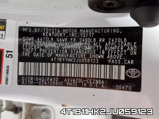4T1B11HK2JU059123 фото 2