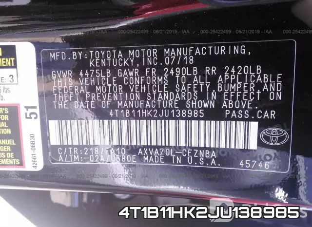 4T1B11HK2JU138985 фото 10