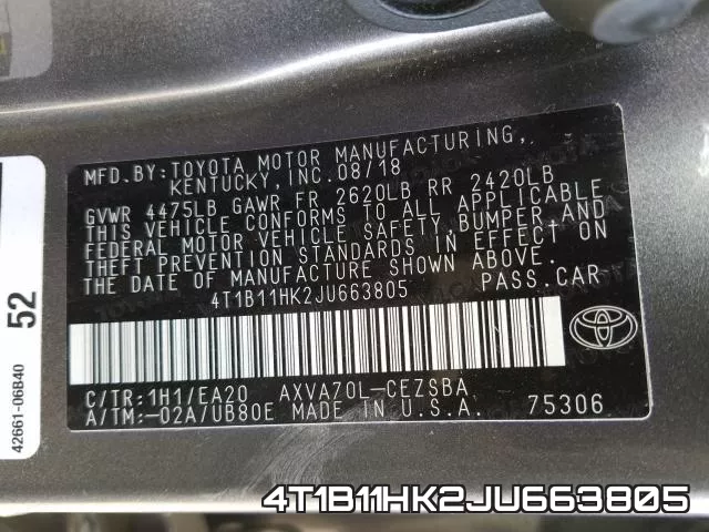 4T1B11HK2JU663805 фото 2