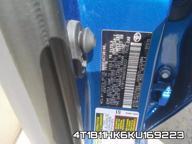 4T1B11HK6KU169223 фото 2