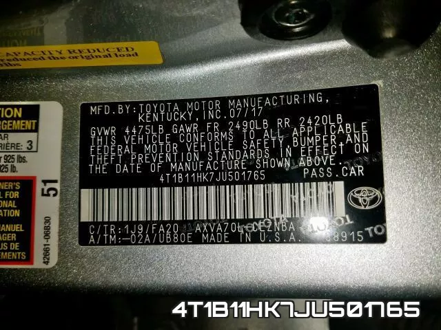 4T1B11HK7JU501765 фото 2