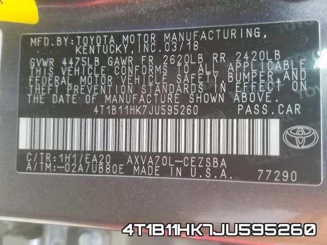 4T1B11HK7JU595260 фото 2