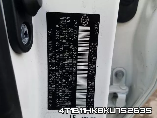 4T1B11HK8KU752635 фото 2