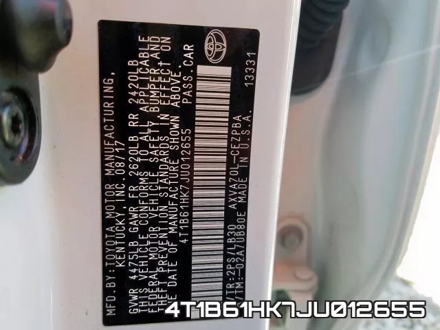 4T1B61HK7JU012655 фото 2