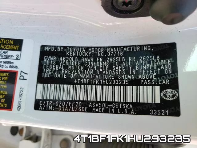 4T1BF1FK1HU293235 фото 2