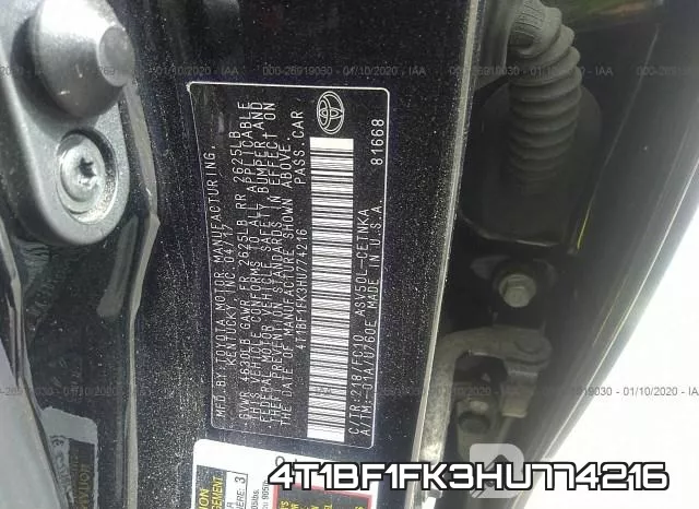 4T1BF1FK3HU774216 фото 10